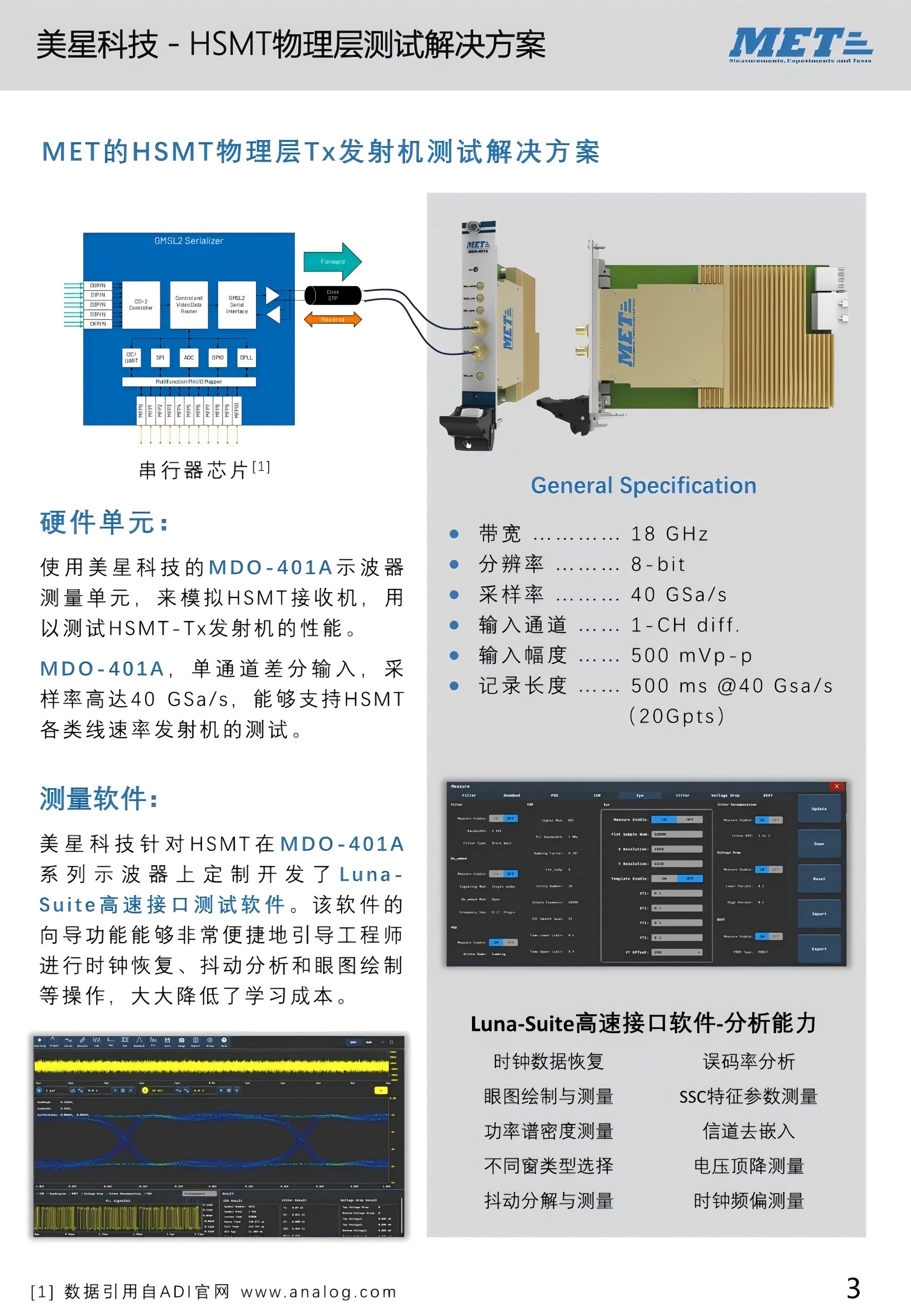 【解决方案】MET-美星科技-HSMT和GMSL物理层测试解决方案