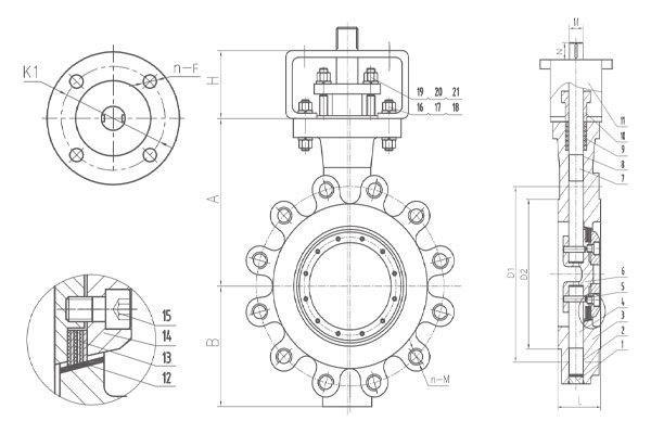 Lug style triple eccentric butterfly valves