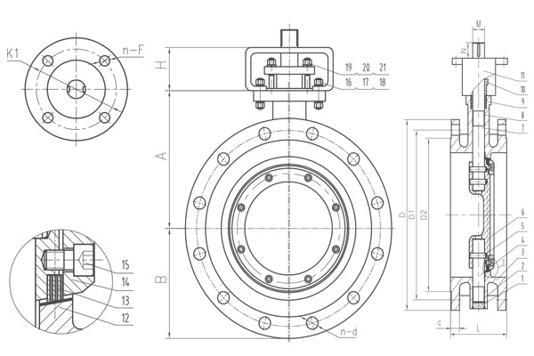 Triple eccentric butterfly valves